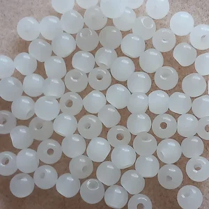 80, 6mm round glass beads, milky white