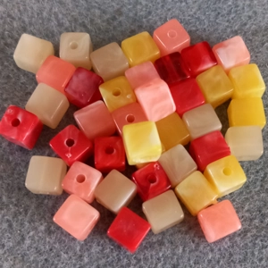 40, acrylic cube beads, 7mm x 8mm, mixed