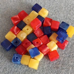 40, acrylic cube beads, 7mm x 8mm, mixed