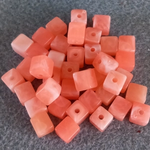 40, acrylic cube beads, 7mm x 8mm, peachy pink