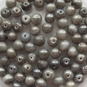60, 7mm handmade Indian glass beads, lustered grey.