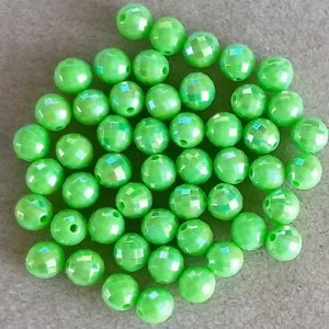 50 8mm faceted round beads, bright green