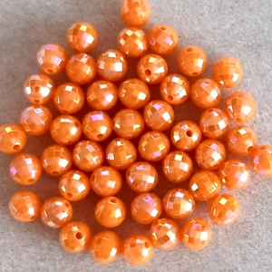 50 8mm faceted round beads, orange