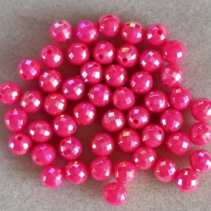 50 8mm faceted round beads,bright pink