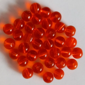 35 Indian glass beads, 8mm round, transparent orange