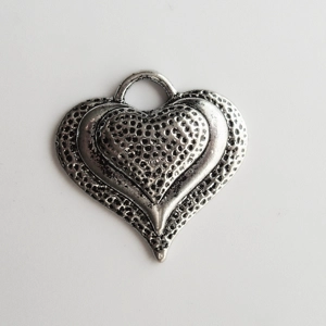 Heart pendant, antique silver plated, 32 x 32mm