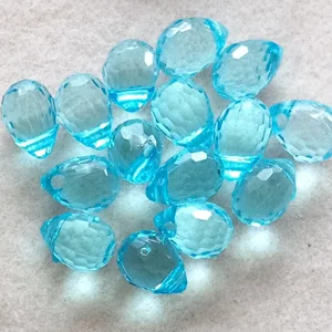 15 faceted tear-drop beads, aqua blue, 13 x 10mm