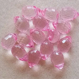 15 faceted tear-drop beads, baby pink, 13 x 10mm
