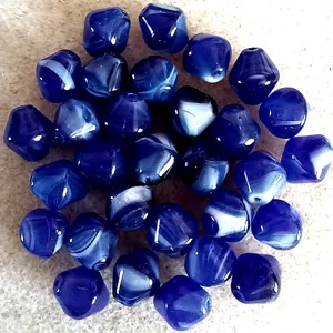30, 7mm bi-cone beads, royal blue