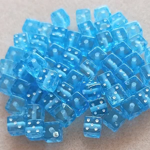 60 dice beads, 5mm cube, blue.