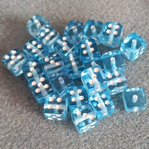 25 dice beads, 9mm cube, blue