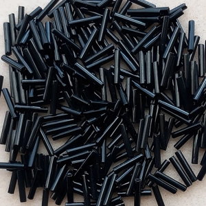 20g 12mm glass bugle beads, opaque black