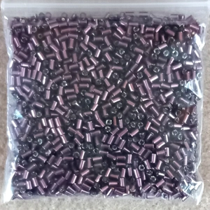 20g, 2mm bugle beads, silverlined,amethyst