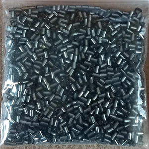 20g, 2mm bugle beads, silverlined grey