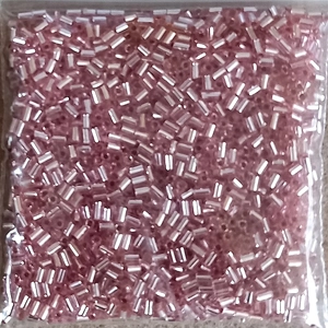 20g, 2mm bugle beads, silverlined pale pink