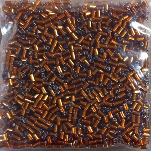 20g, 2mm bugle beads, silverlined topaz