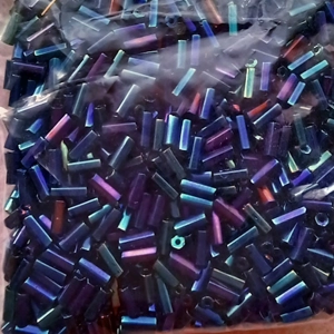 20g, 4mm bugle beads, blue iris