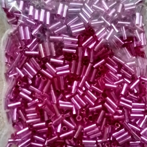 20g, 4mm bugle beads, silverlined bright pink