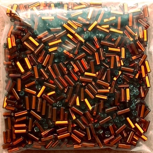 20g, 4mm bugle beads, silverlined topaz