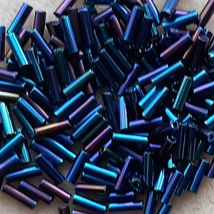 20g, 7mm bugle beads, blue iris