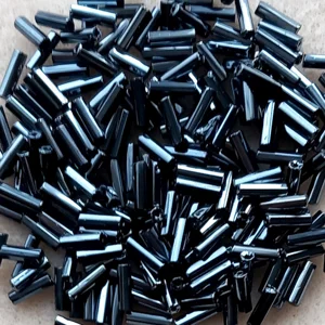20g, 7mm Czech glass bugle beads, gunmetal