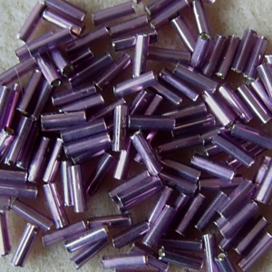 20g, 7mm bugle beads, silverlined amethyst