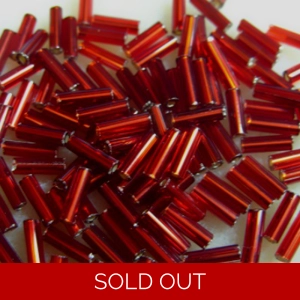 20g, 7mm bugle beads, silver-lined dark red