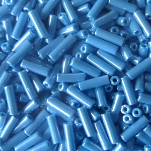 20g, 7mm bugle beads, opaque aqua blue