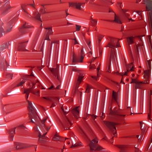 20g, 7mm bugle beads, opaque red