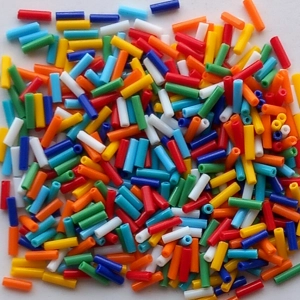 40g, 7mm bugle beads, opaque mixed bright colours