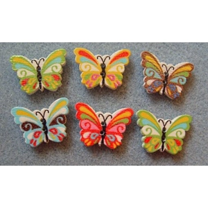 10 wooden butterfly buttons, 24mm x 18mm