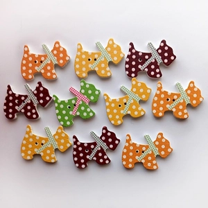 10 wooden scottie dog buttons