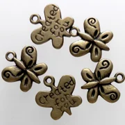 5, created for you butterfly charms, antique gold
