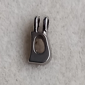 Alphabet pendant D, silver plated, 15mm x 7mm