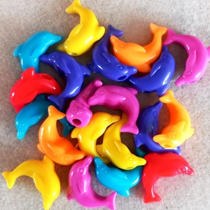 20 pony beads, mixed neon dolphins
