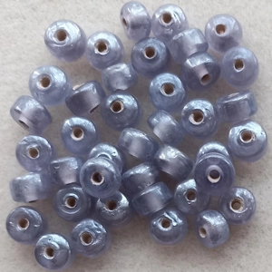 40 glass drum beads, lustered lavener, 7mm x 5mm