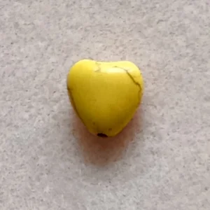 Dyed howlite heart bead, yellow 10mm x 10mm