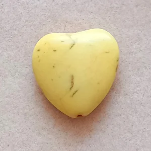 Dyed howlite heart bead, lemon 21mm x 22mm