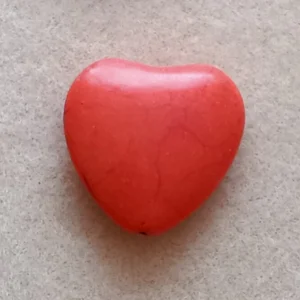 Dyed howlite heart bead, orange 21mm x 22mm