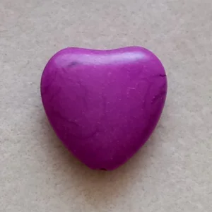 Dyed howlite heart bead, purple 21mm x 22mm