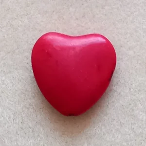 Dyed howlite heart bead, red 21mm x 22mm