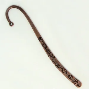 Book mark blank, embossed rose and leaf, antique copper