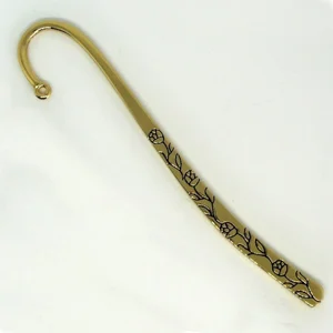 Book mark blank, embossed rose and leaf, gold plated