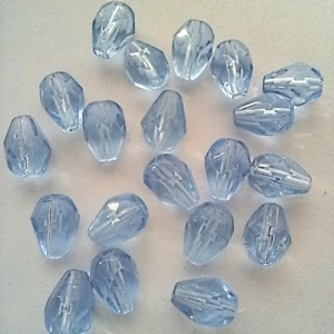 20 faceted crystal drop beads, light blue, 8mm x 5mm