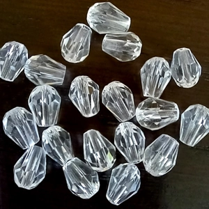 20 faceted crystal drop beads, crystal clear, 6mm x 5mm