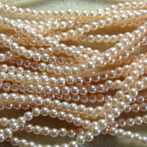 32inch strand of 4mm acrylic faux pearls, pale peach