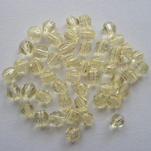 50 4mm faceted bicone beads, pale lemon yellow
