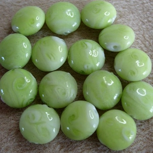 15, 18mm flat round beads, opaque green