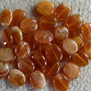 30, flat oval acrylic beads, brown, amber marbled, 13mm x 10mm