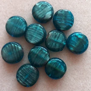 10, 16mm foil lined coin beads, turquoise